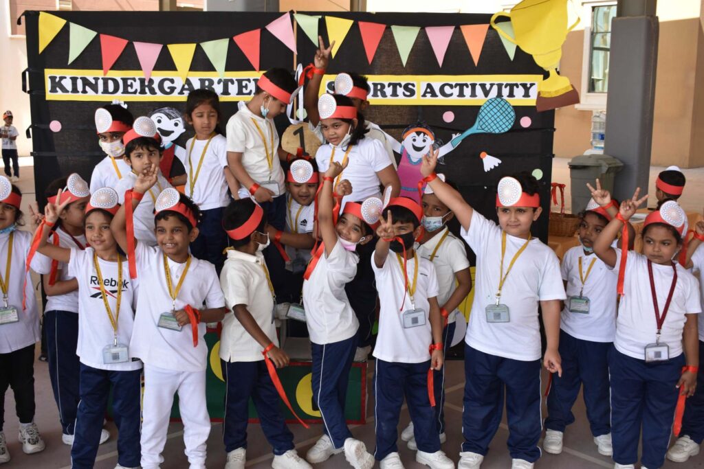DPS Ajman kindergarten students taking part in a sports activity day